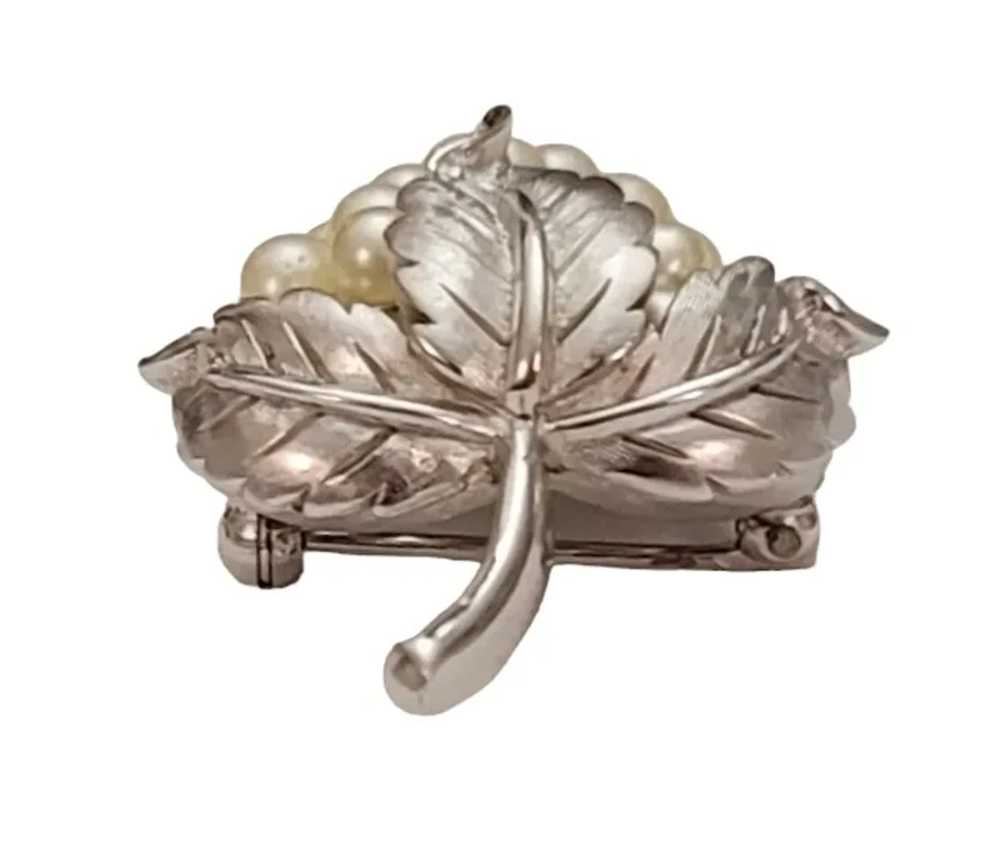 Trifari Crown Over T Silver Tone Faux Pearl Grape… - image 6