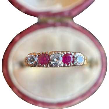 Early 20th c. 14k Gold Ruby Diamond Ring