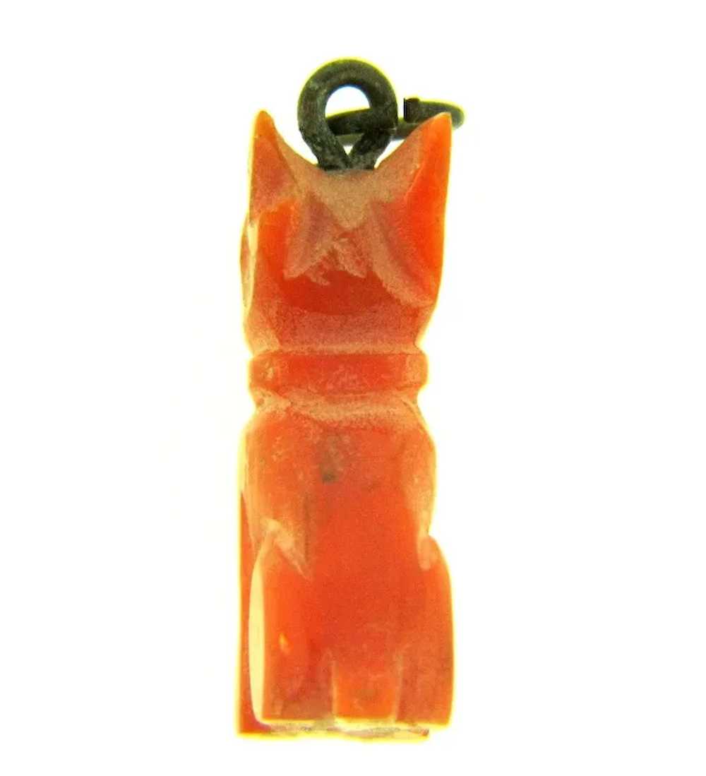 Antique carved coral Victorian bulldog Charm - image 3