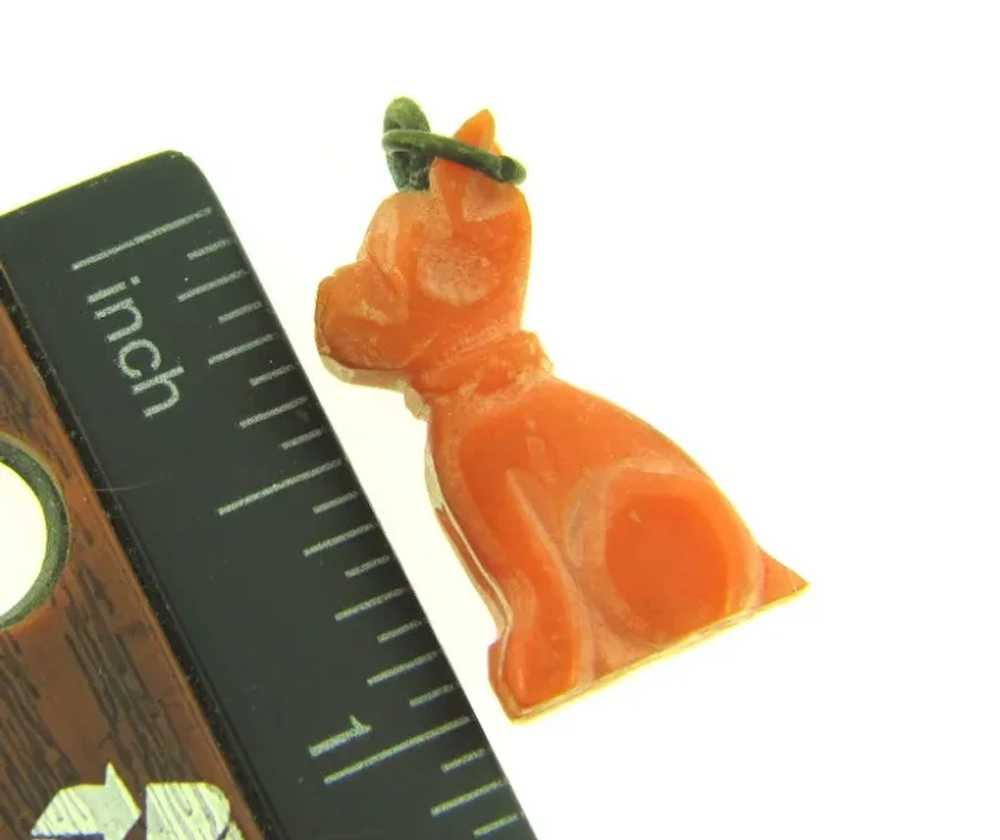 Antique carved coral Victorian bulldog Charm - image 4