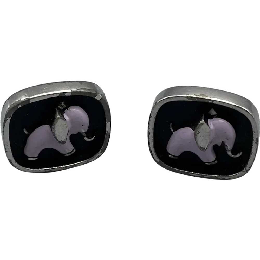 Vintage Hickok Purple Elephant Cufflinks AS IS - image 1