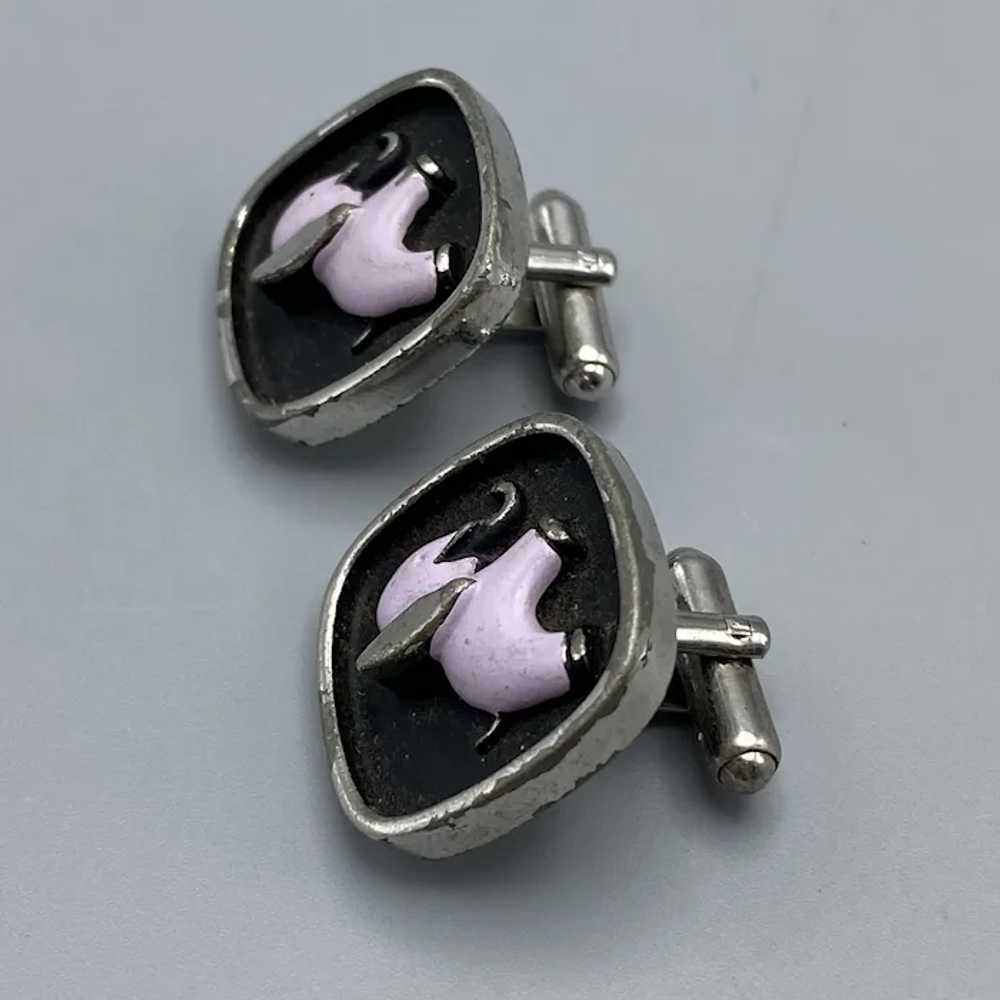 Vintage Hickok Purple Elephant Cufflinks AS IS - image 2