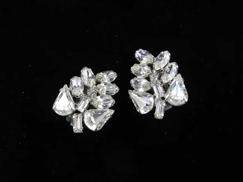 Weiss Rhinestone Leaf Earrings - image 3