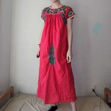 Vintage Floral Embroidered Mexican Dress - image 1