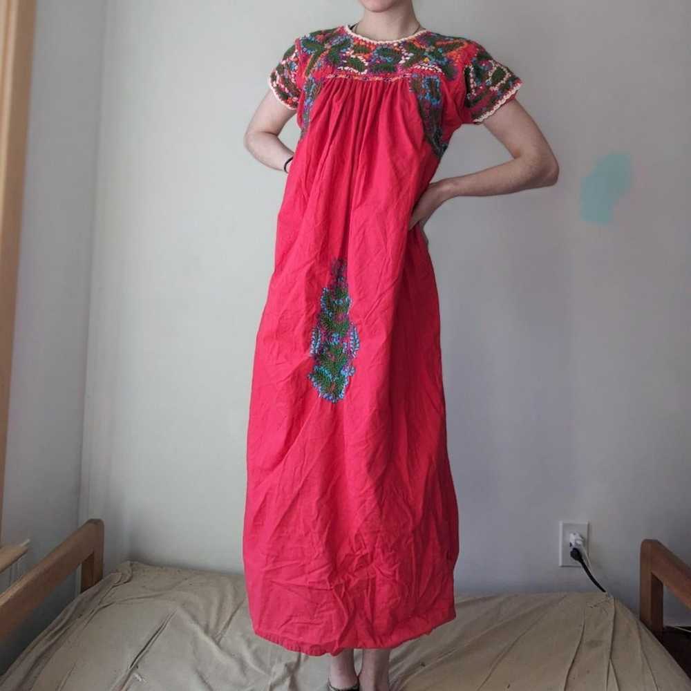 Vintage Floral Embroidered Mexican Dress - image 4