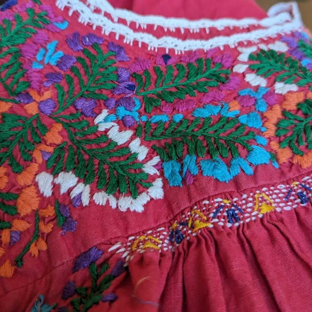 Vintage Floral Embroidered Mexican Dress - image 5