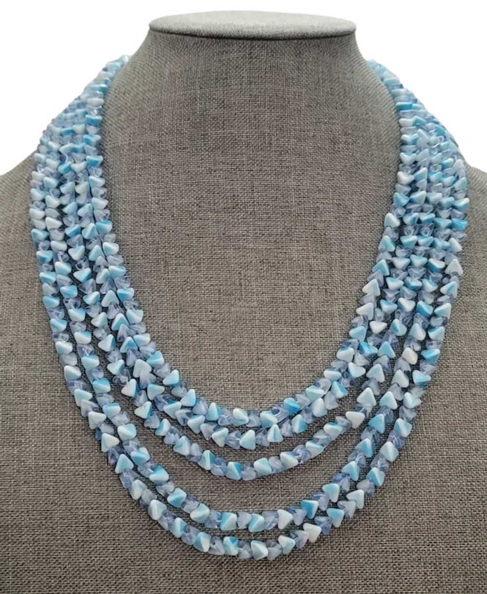 Trifari Blue Multi Strand Torsade Blue Art Givre … - image 3