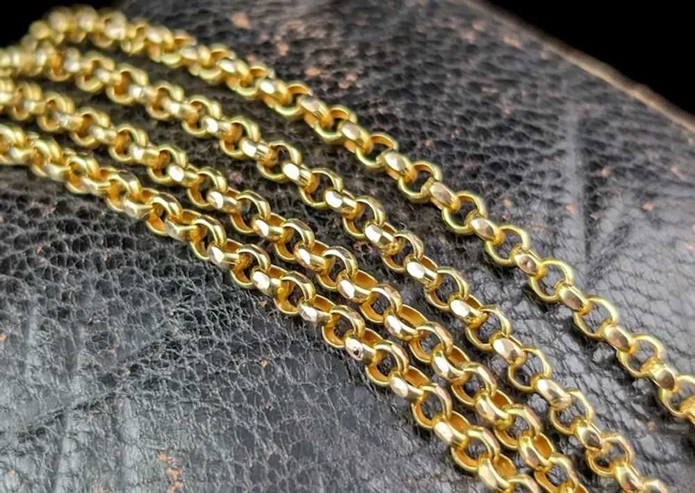 Antique 9k yellow gold Belcher link chain necklac… - image 10