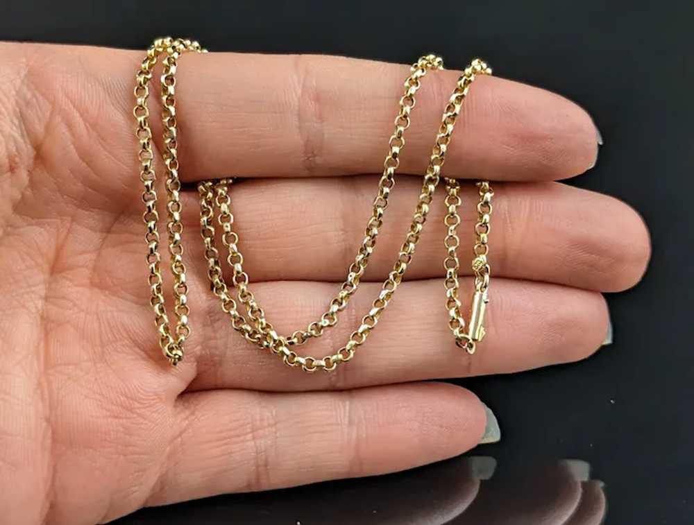 Antique 9k yellow gold Belcher link chain necklac… - image 3
