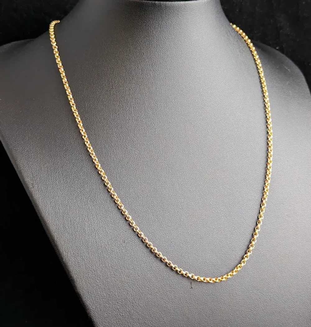 Antique 9k yellow gold Belcher link chain necklac… - image 6