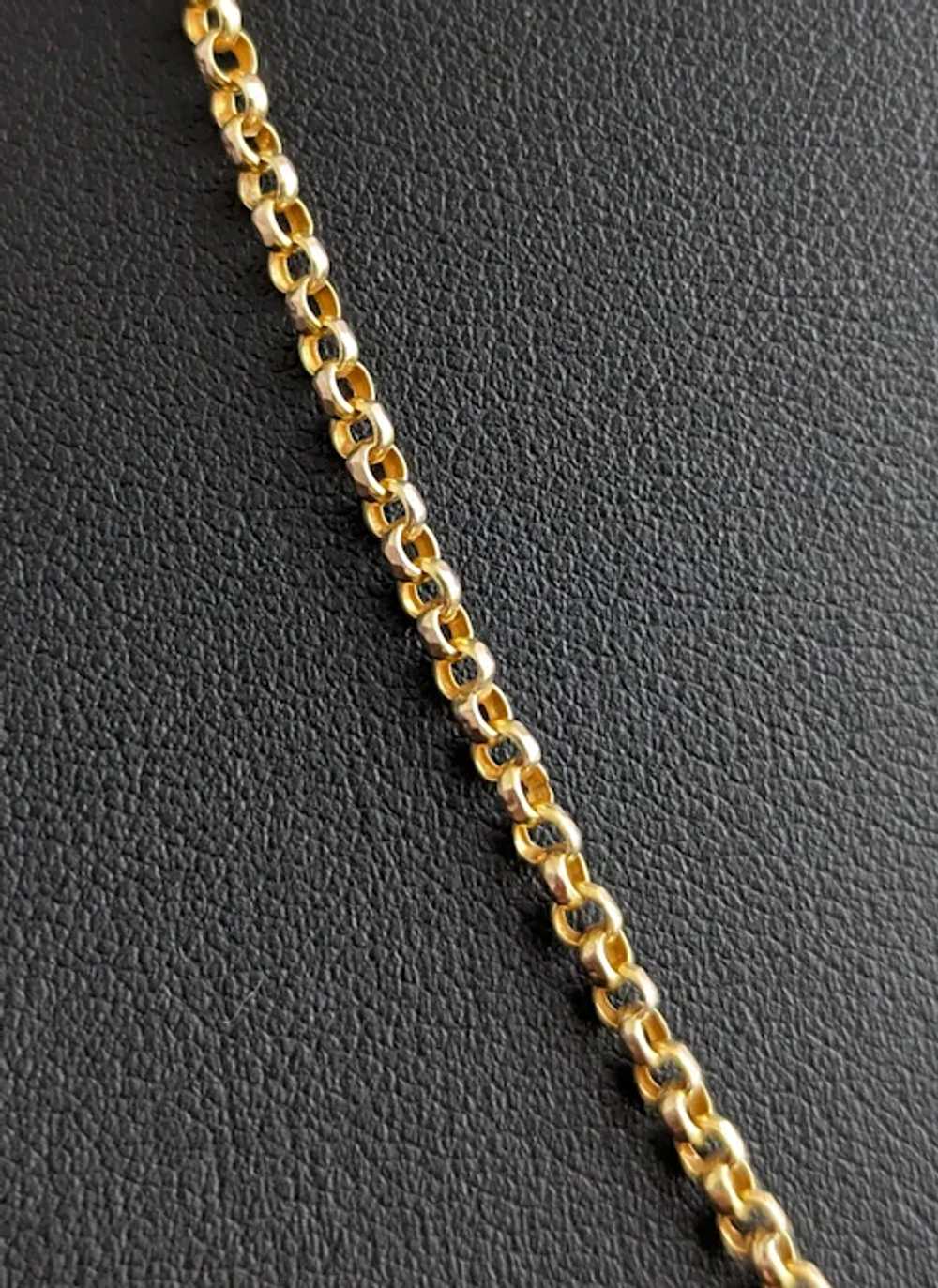 Antique 9k yellow gold Belcher link chain necklac… - image 7