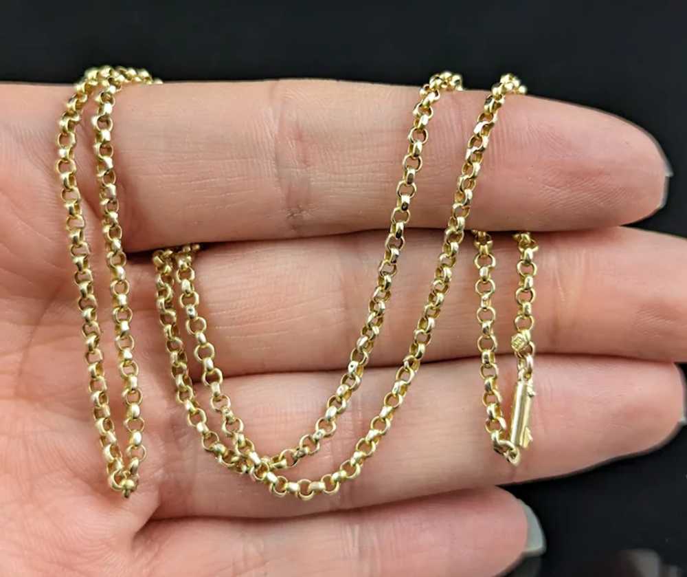 Antique 9k yellow gold Belcher link chain necklac… - image 9
