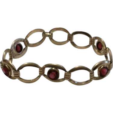 Simmons 12K Gold Filled Ruby Red Rhinestone Link … - image 1