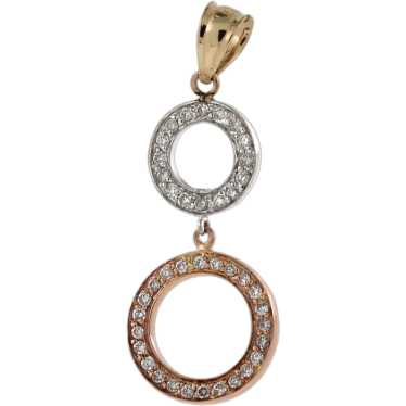 Double Circle of Life Diamond Pendant 14K Tri-Col… - image 1