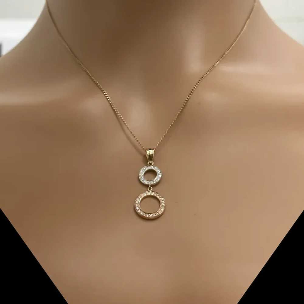 Double Circle of Life Diamond Pendant 14K Tri-Col… - image 2