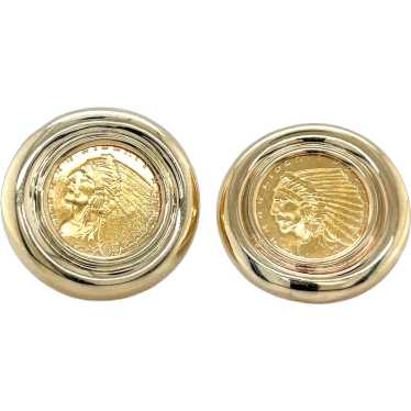 14K Yellow Gold Coin Earring