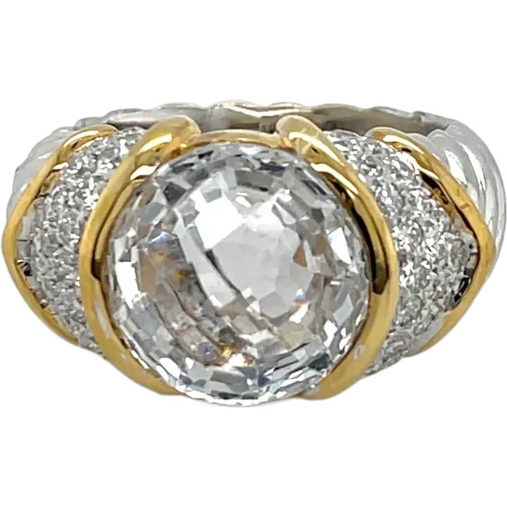 18K White Gold Crystal and Diamond Ring - image 1