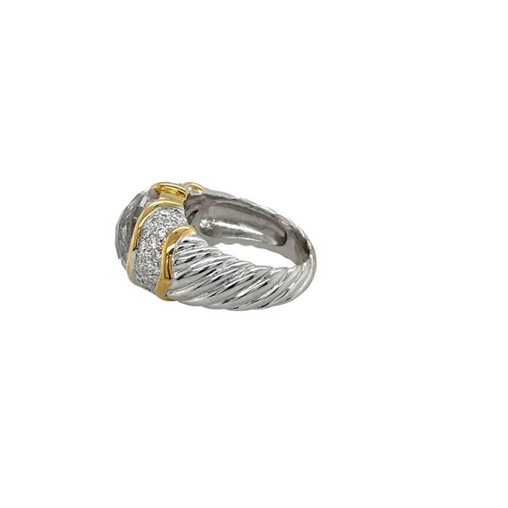 18K White Gold Crystal and Diamond Ring - image 2