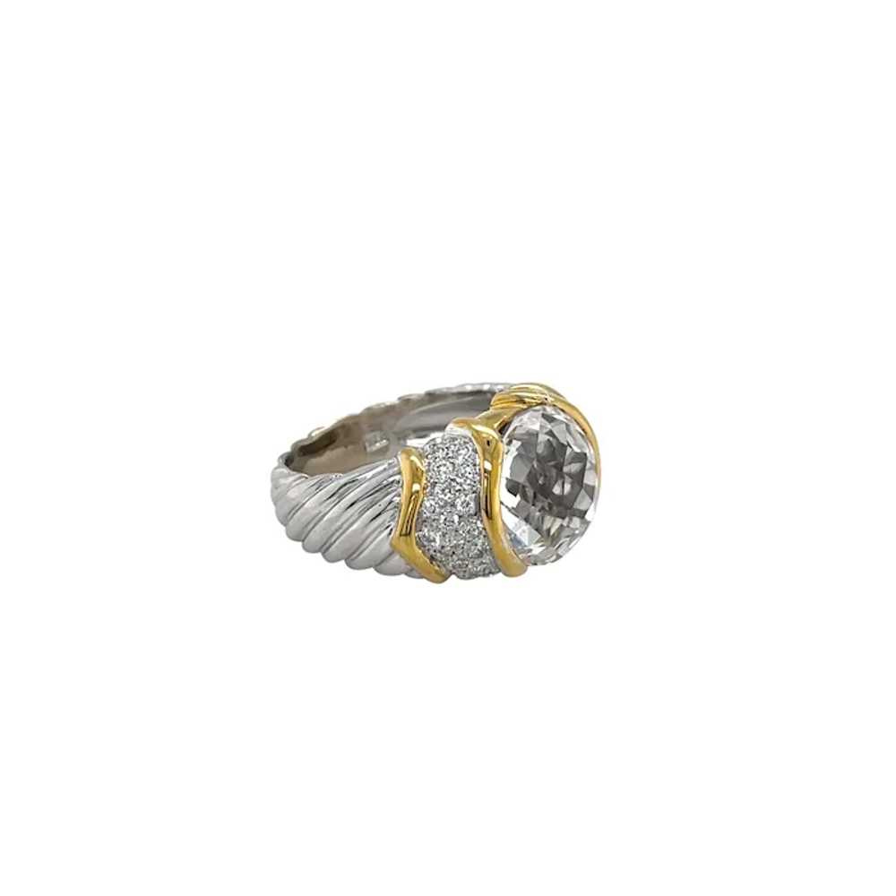 18K White Gold Crystal and Diamond Ring - image 4