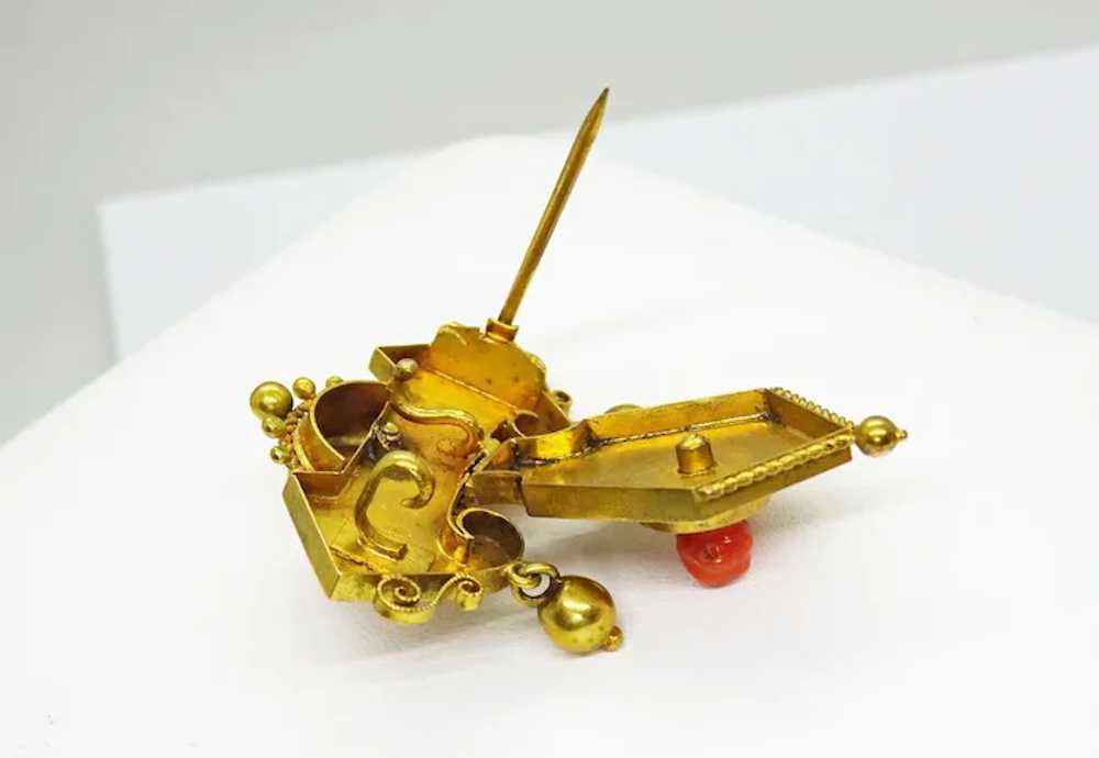 16k Gold Victorian Hinged Lavalier Brooch Pendant… - image 4