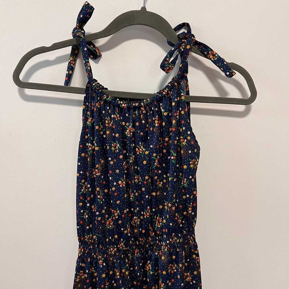 Vintage Cottagecore Navy Blue Floral Dress - image 1