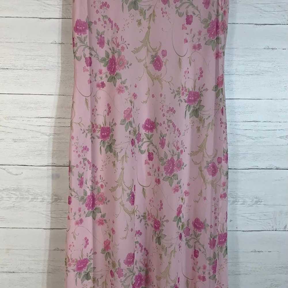 Vintage JBS Ltd Y2K pink chiffon overlay floral d… - image 1