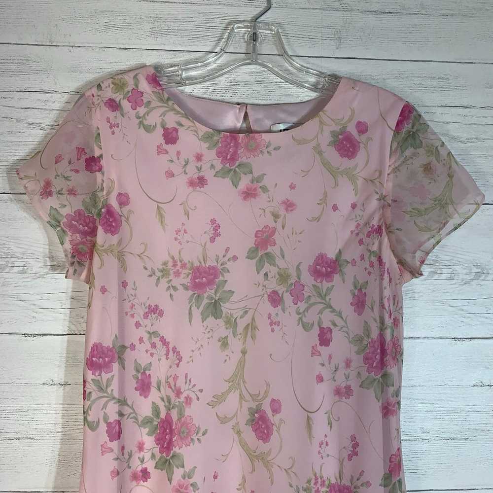 Vintage JBS Ltd Y2K pink chiffon overlay floral d… - image 2