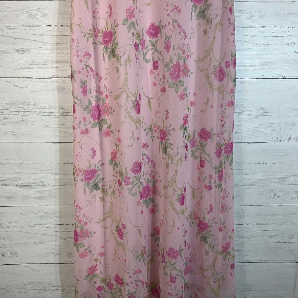 Vintage JBS Ltd Y2K pink chiffon overlay floral d… - image 3