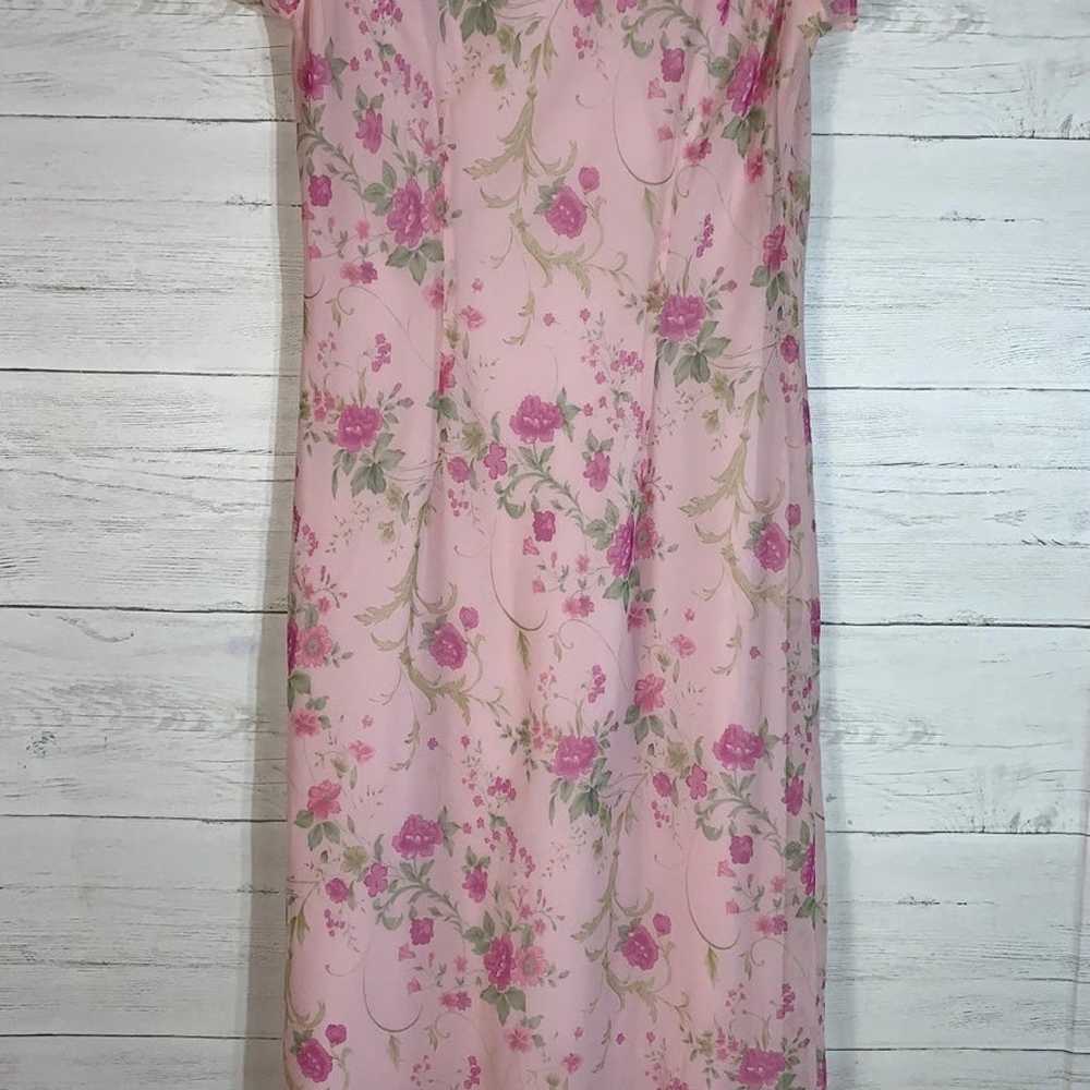Vintage JBS Ltd Y2K pink chiffon overlay floral d… - image 4