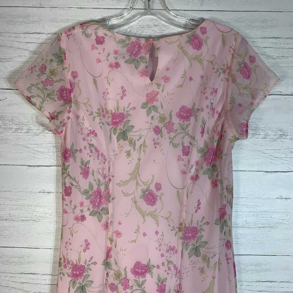 Vintage JBS Ltd Y2K pink chiffon overlay floral d… - image 5