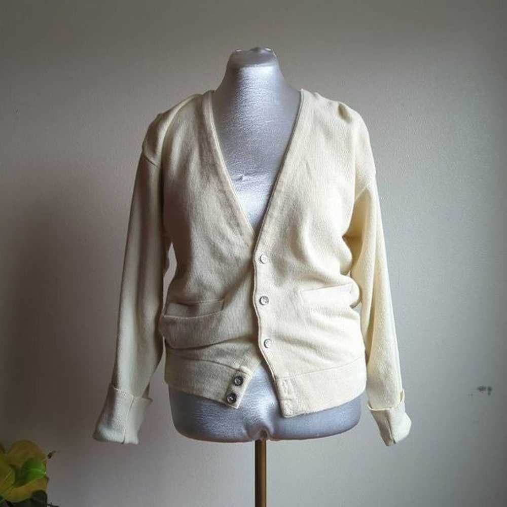 Vintage Cream Long Sleeve Cardigan Oversized Retr… - image 2