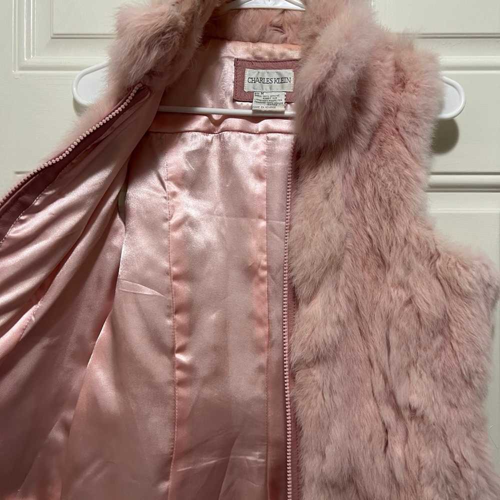 Pink Rabbit Fur Vintage Vest - image 2