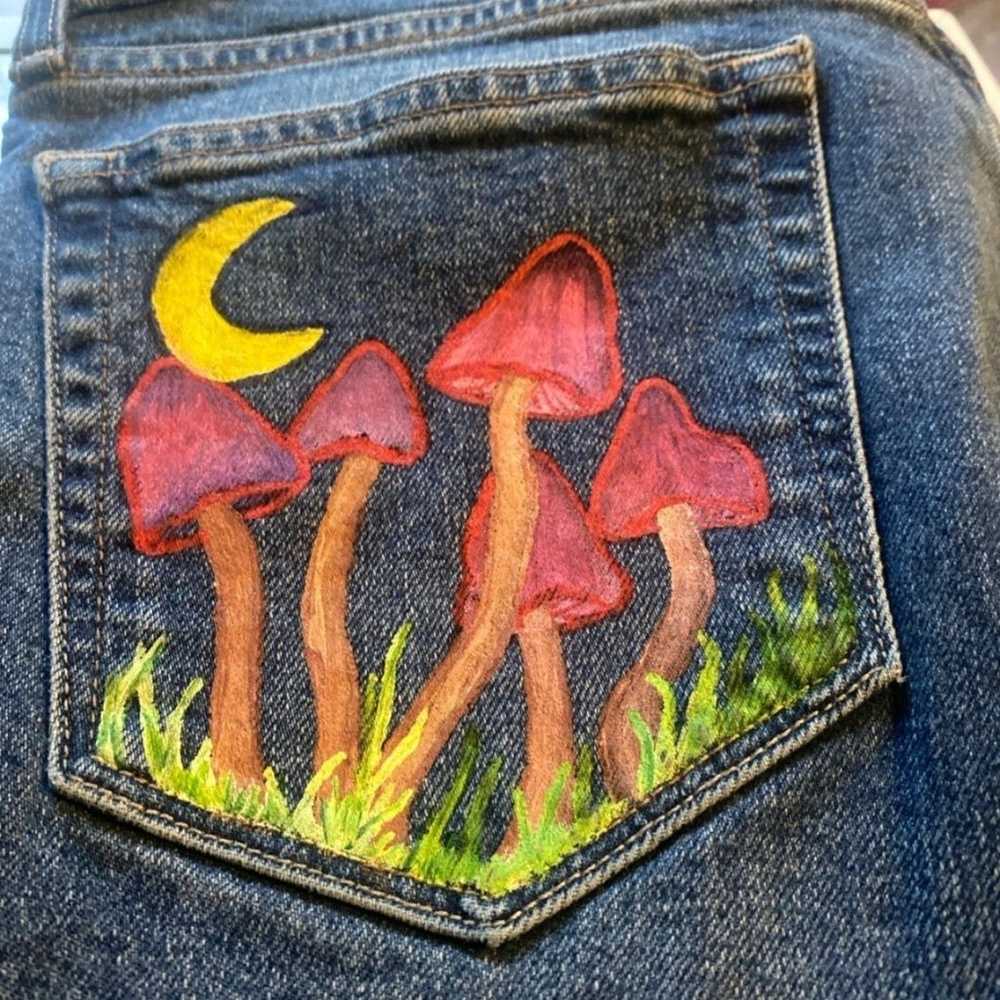 Hand painted upcycled lucky jeans, 70s/90s themed… - image 6