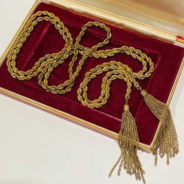 Gold Rope Chain Tassel Lariat - image 1