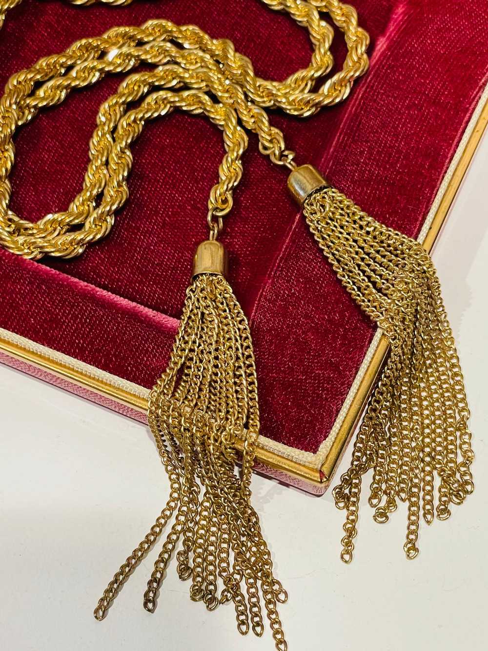 Gold Rope Chain Tassel Lariat - image 2