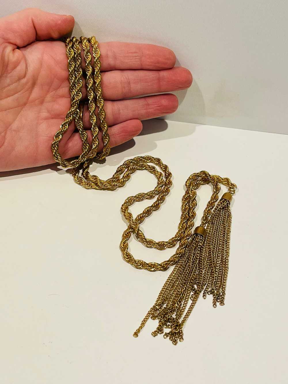 Gold Rope Chain Tassel Lariat - image 4