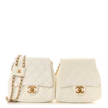 CHANEL Lambskin Quilted Side-Packs White