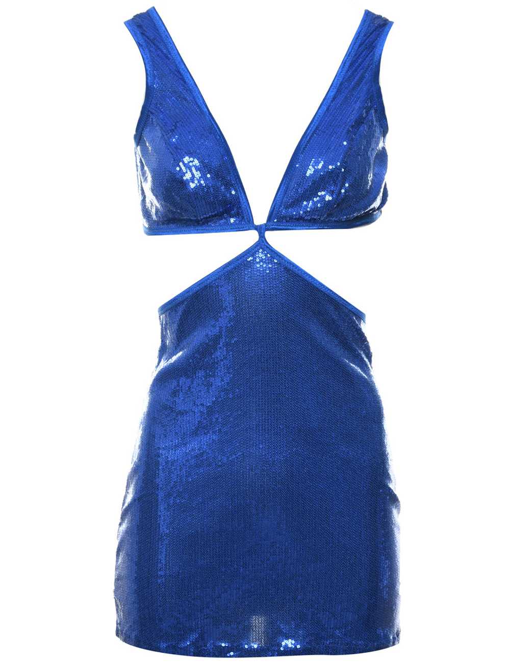 Sequined Blue 1990s Evening Dress - S - image 1