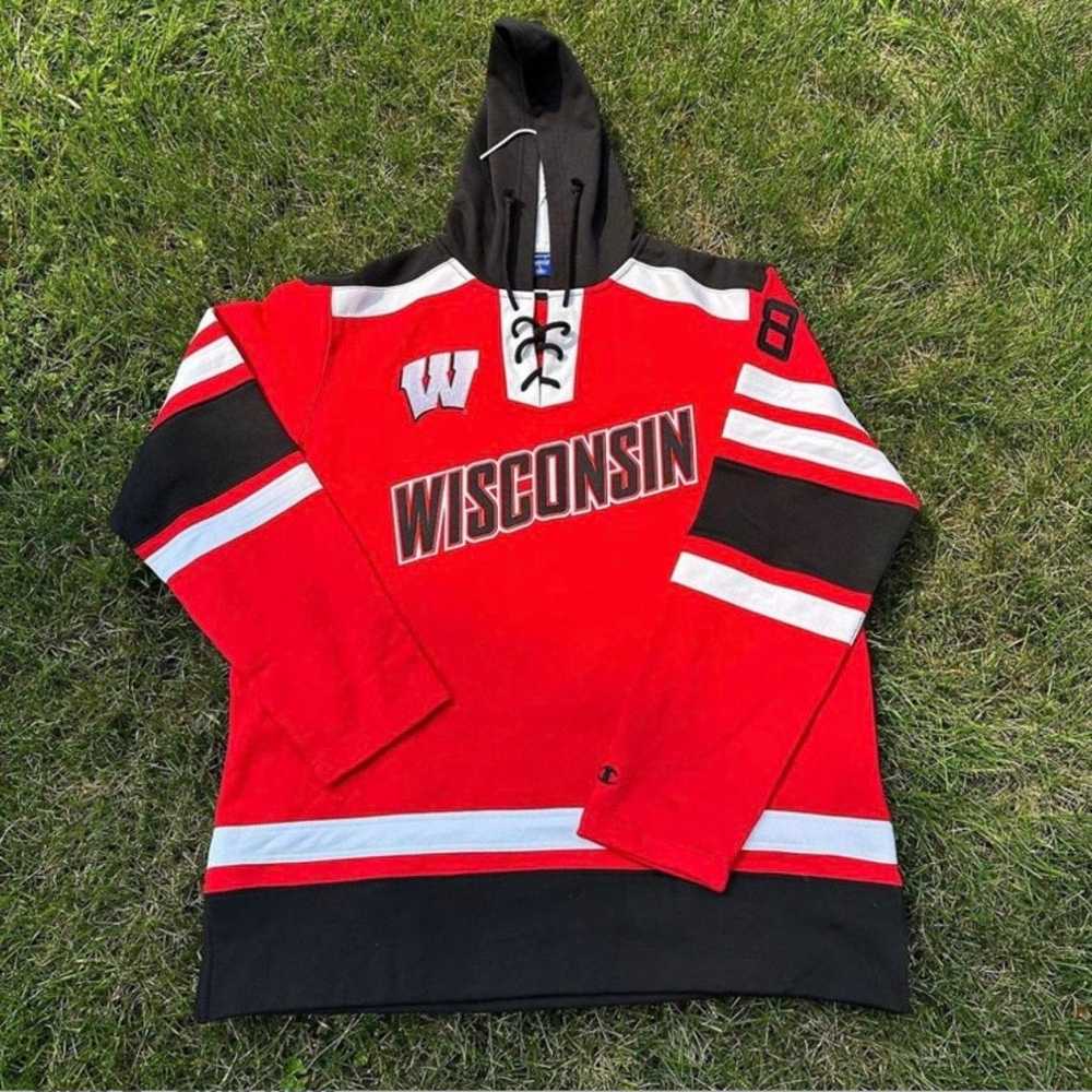 Wisconsin Badgers Hoodie Vintage Hockey Style NCA… - image 3