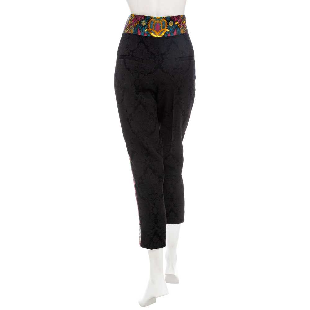 Black Jacquard Metallic Brocade High-Waisted Pants - image 3