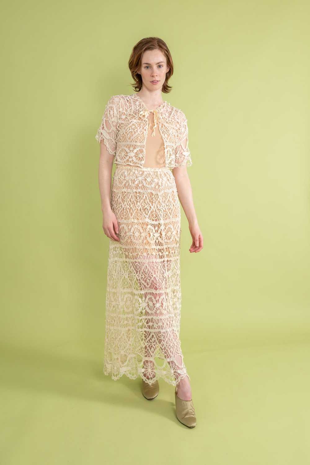 Edwardian Hand Tatted Lace 2 Piece Ensemble [OS] - image 3