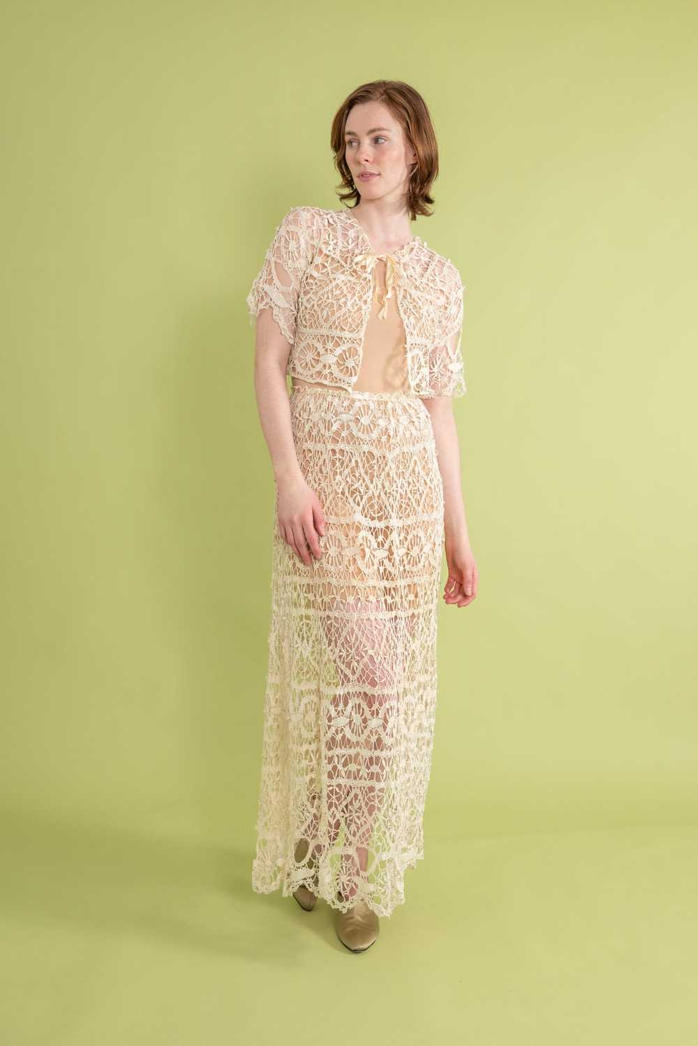 Edwardian Hand Tatted Lace 2 Piece Ensemble [OS] - image 5