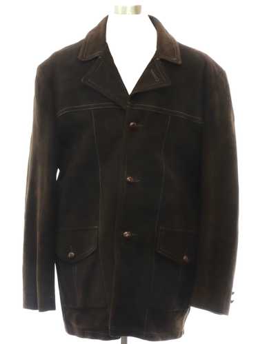 1980's Mens Suede Leather Car Coat Jacket