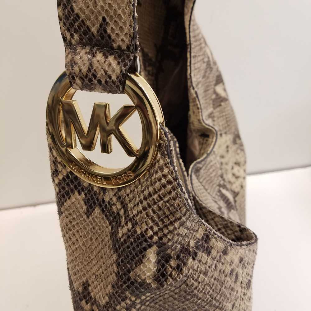 Michael Kors Leather Snake Embossed Hobo Shoulder… - image 3