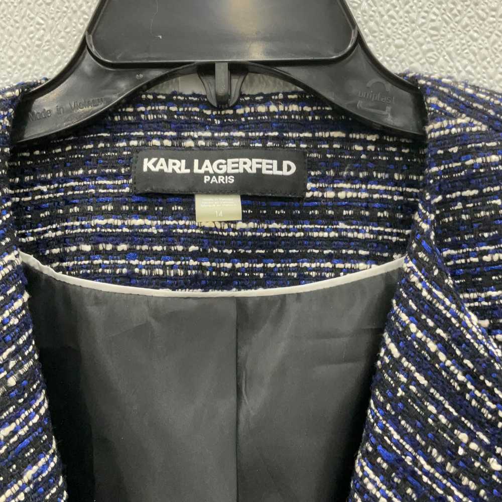 Karl Lagerfeld Womens Blue Black Striped Tweed Lo… - image 3