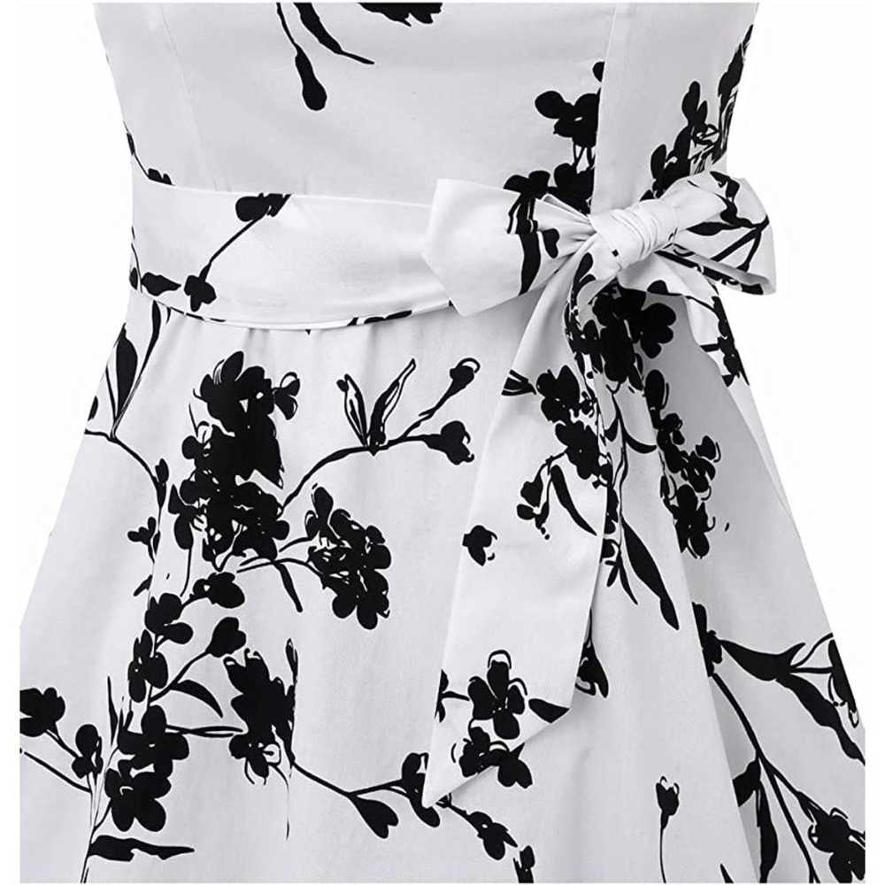 Topdress Vintage Black & White Floral 1950s Halte… - image 3