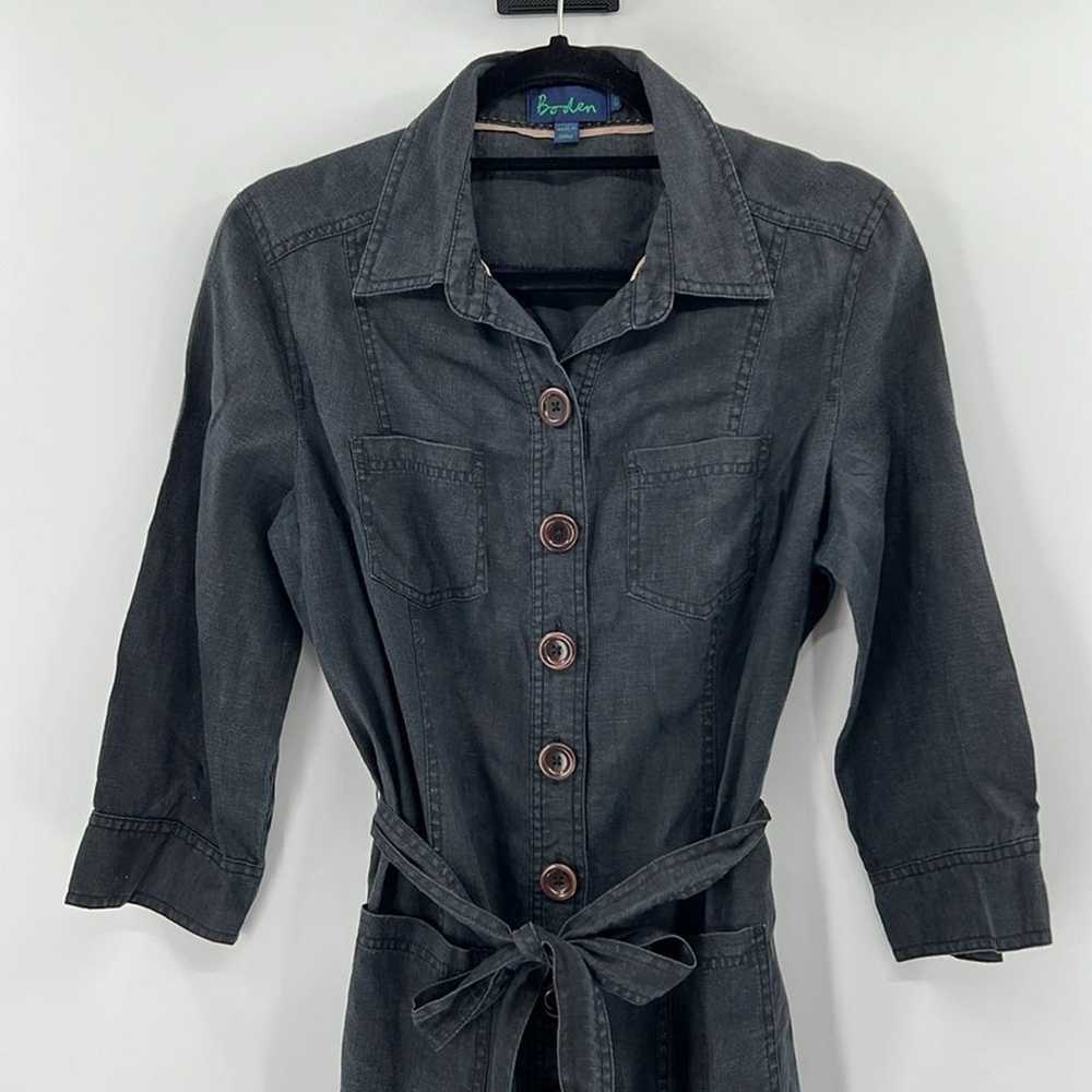 Boden Linen Midi Shirt Dress - Black - 12 - image 2