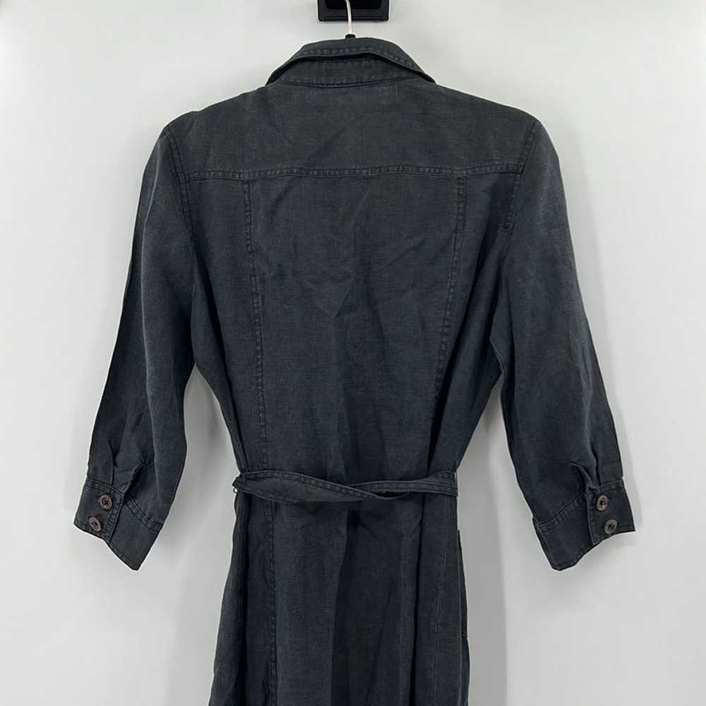 Boden Linen Midi Shirt Dress - Black - 12 - image 5