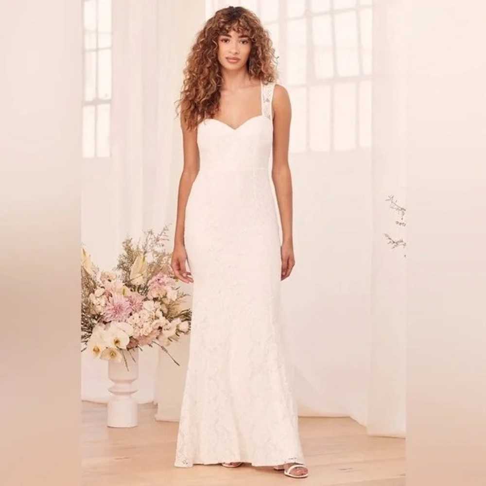 NEW Lulus Maxi Dress White Lace Mermaid Womens XS… - image 2