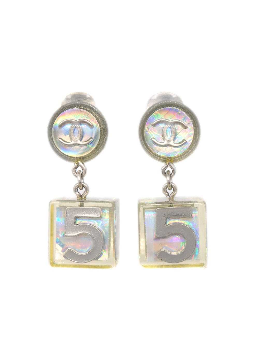 CHANEL Pre-Owned 1997 Number Five Cube clip-on ea… - image 1